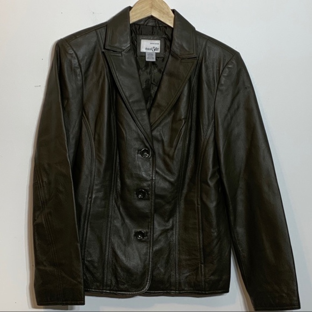 EUC East‎ 5th Genuine Button Front Leather Coat